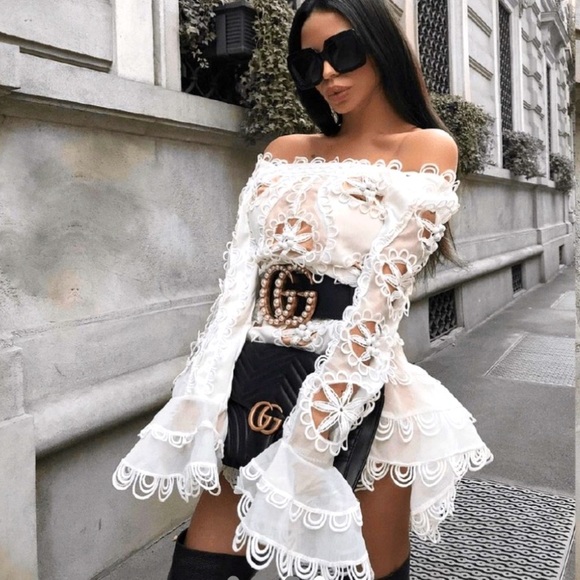 SOLD… White Ruffled & Lace Dress - Picture 3 of 14